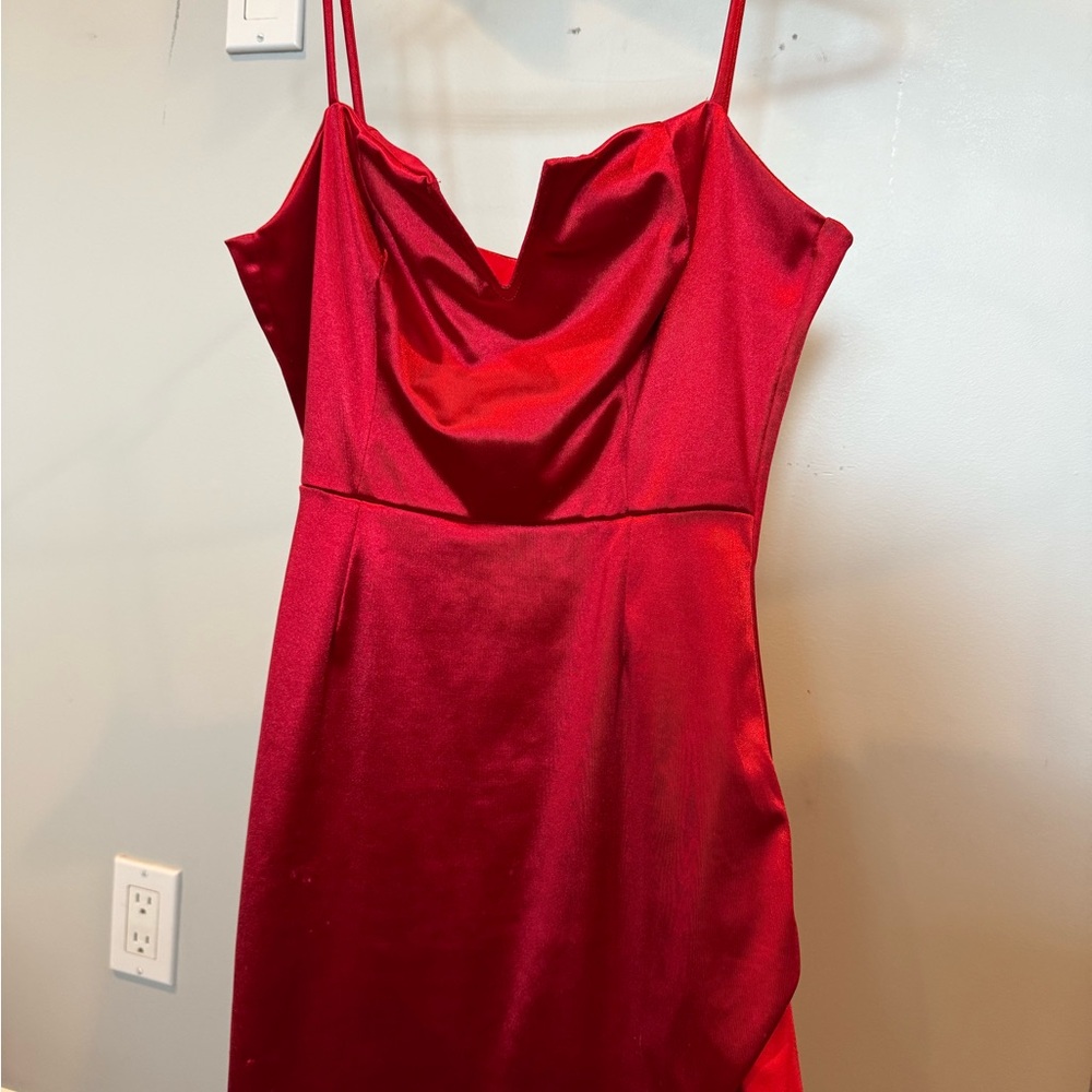 Elegant Red Satin Dress